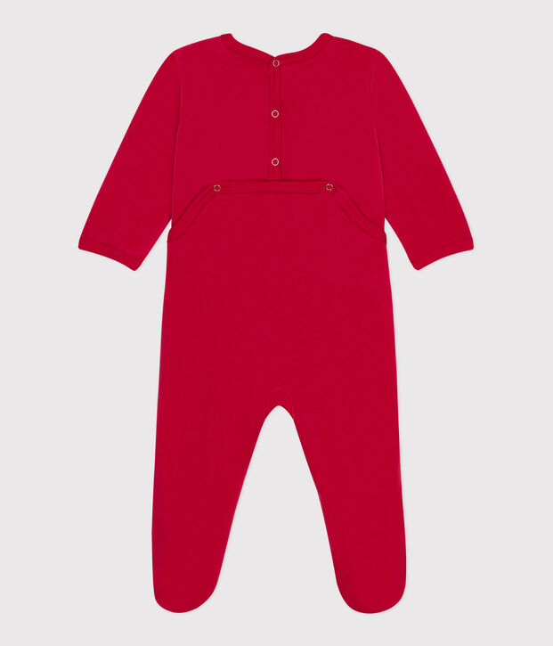 Pijama de terciopelo con abertura trasera para beb&eacute; rojo