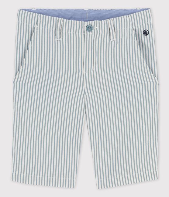 Bermudas de mil rayas de niño blanco MARSHMALLOW/azul BRUT