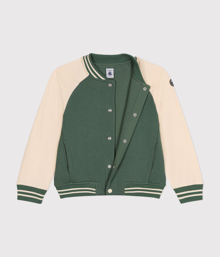 Chaqueta teddy de felpa para ni&ntilde;o verde/crudo