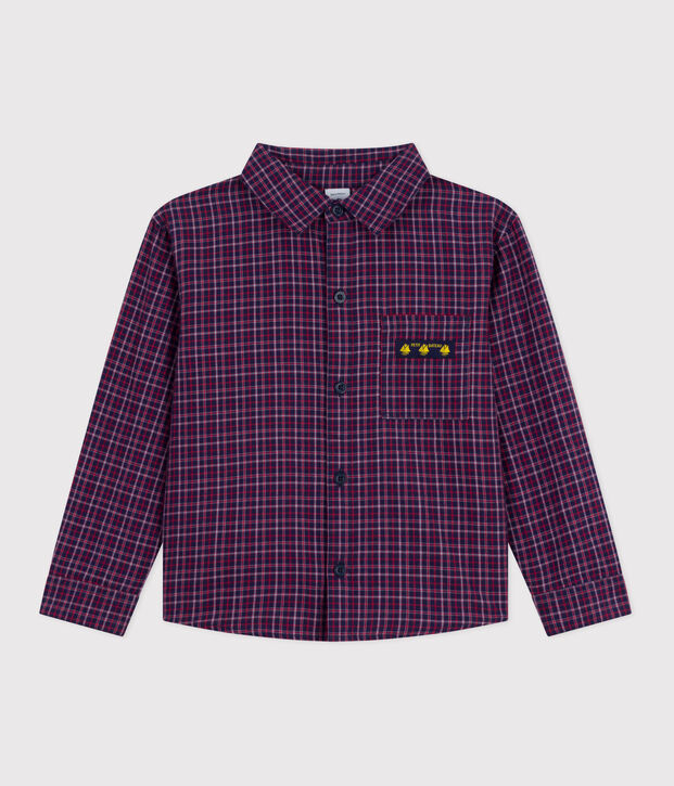 Camisa infantil de franela a cuadros azul/multicolor