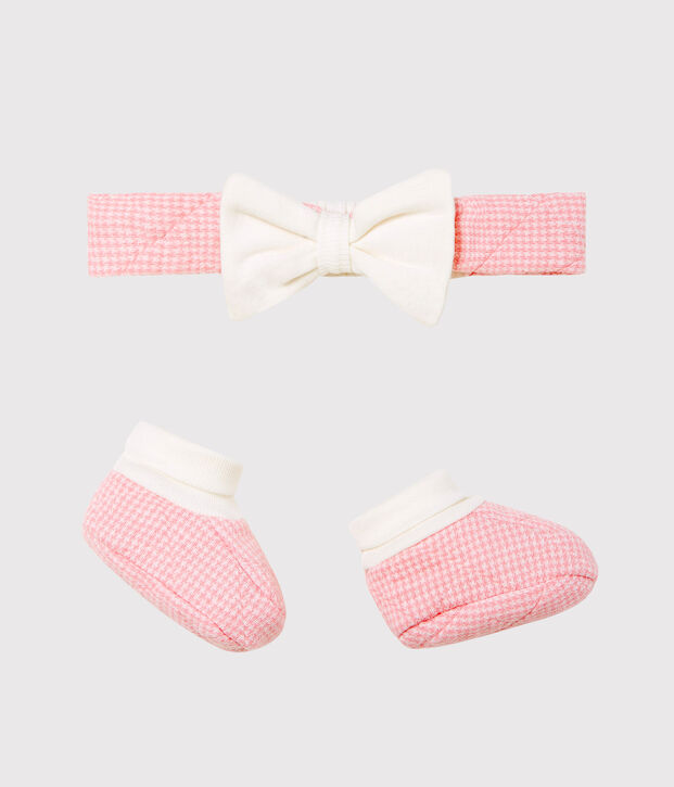 Lote de diadema y patucos para beb&eacute; ni&ntilde;a de t&uacute;bico acolchado multicolor