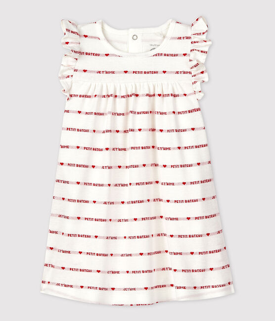 Vestido-bodi de Jacquard de algodón ecológico para bebé blanco MARSHMALLOW/rojo TERKUIT