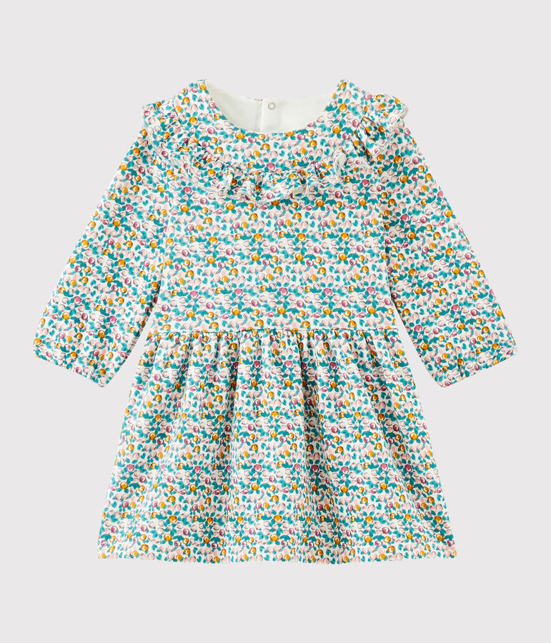 Vestido de manga larga para beb&eacute; ni&ntilde;a blanco/multicolor