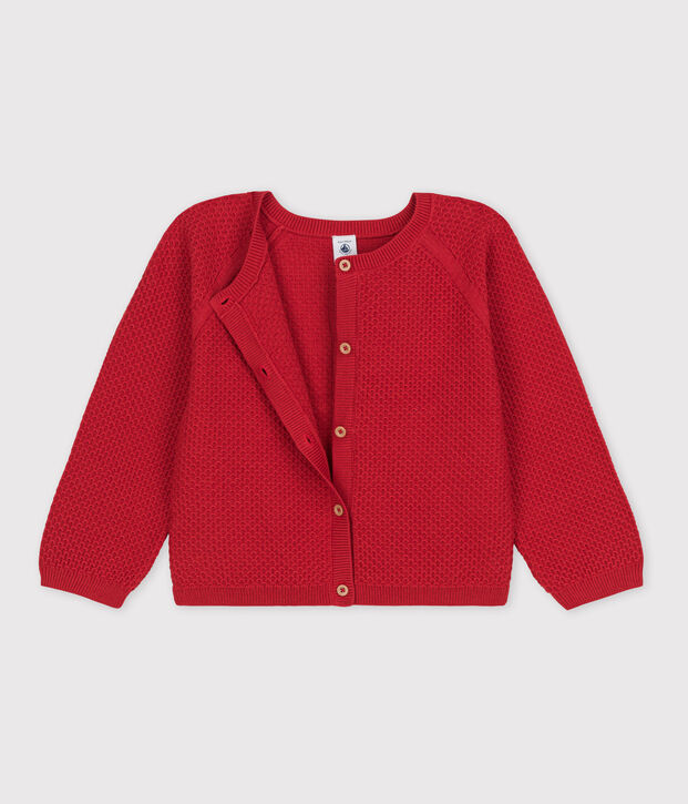 C&aacute;rdigan de algod&oacute;n de ni&ntilde;a rojo