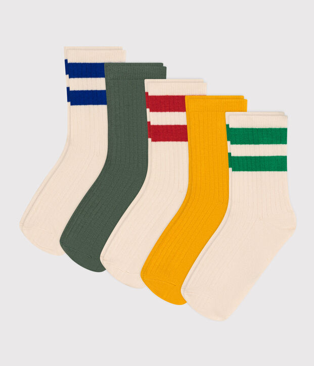 5 pares de calcetines infantiles deportivos de algod&oacute;n multicolor