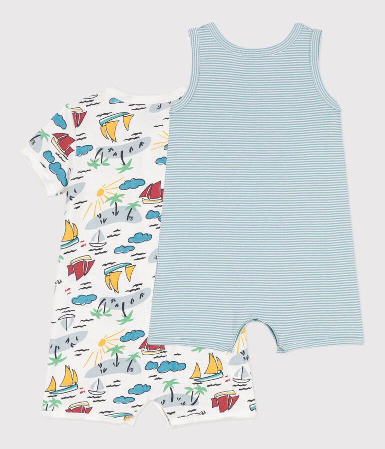 Juego de 2 monos cortos de algod&oacute;n con exploradores para beb&eacute; multicolor