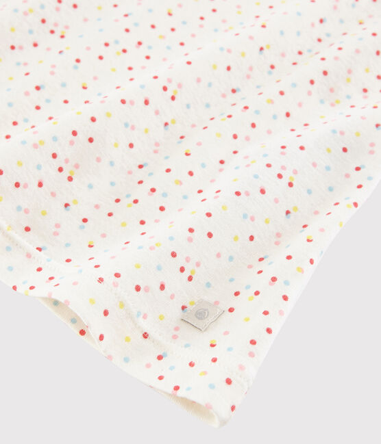 Camisón de lunares multicolores de niña de algodón ecológico blanco MARSHMALLOW/blanco MULTICO