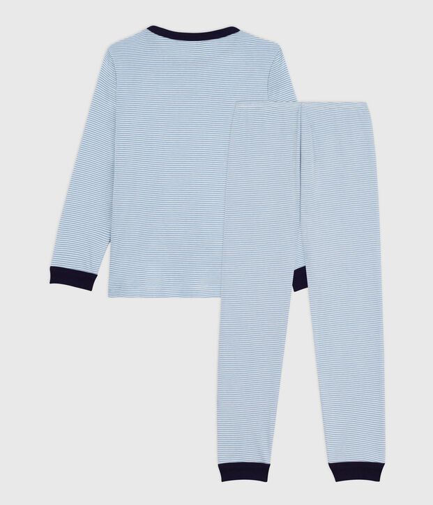 Pijama infantil de algod&oacute;n a rayas azul/blanco