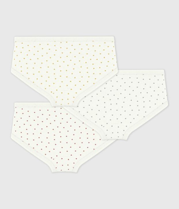 Juego de braguitas infantiles de algod&oacute;n de talle alto con estampado de corazones multicolor