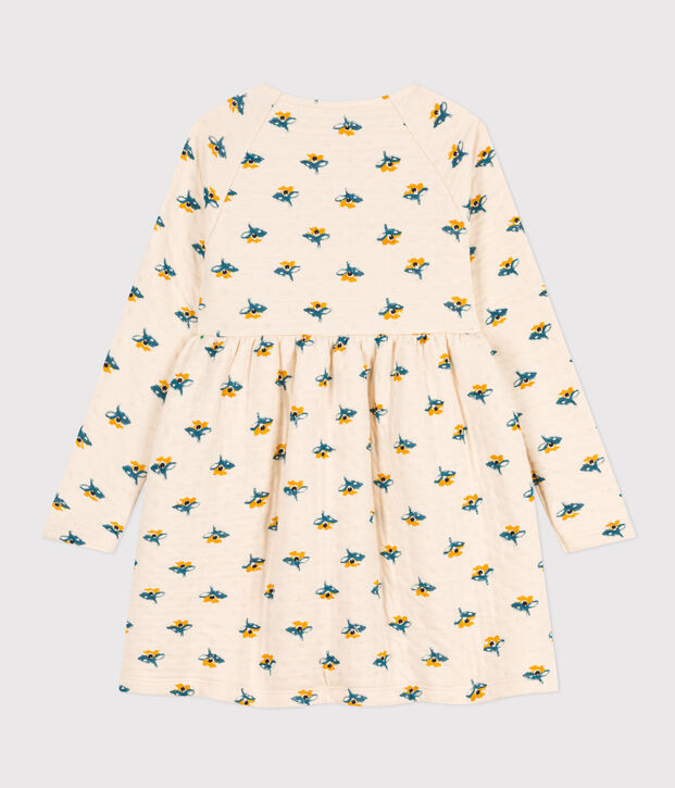 Vestido con estampado de manga larga de t&uacute;bico de ni&ntilde;a crudo/multicolor