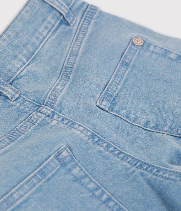 Pantal&oacute;n de campana de tejido vaquero claro para ni&ntilde;a azul