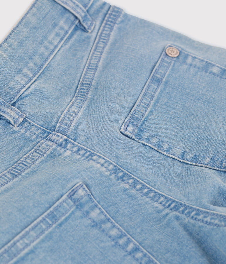 Pantal&oacute;n de campana de tejido vaquero claro para ni&ntilde;a azul