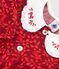 Vestido de algodón estampado de manga larga con cuello bordado para bebé rojo AMARANTE/ TERKUIT