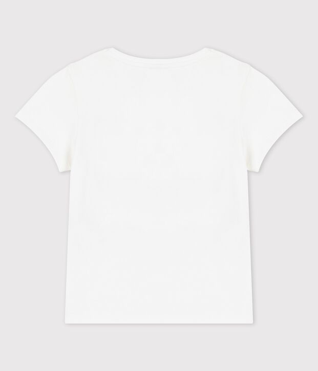 Camiseta de manga corta de algod&oacute;n de ni&ntilde;a blanco