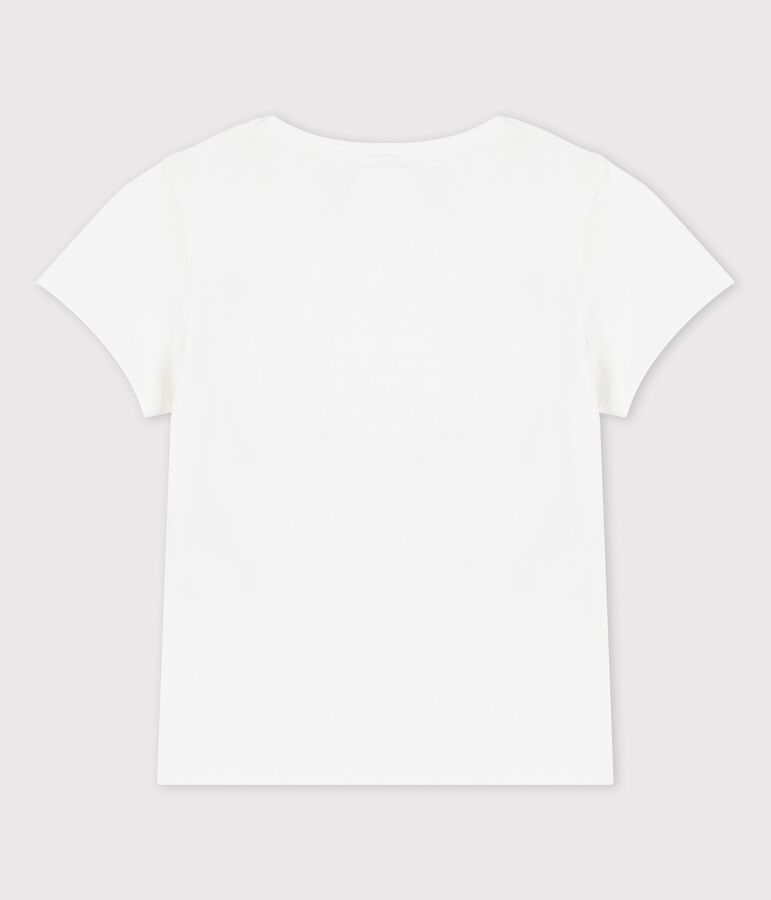Camiseta de manga corta de algod&oacute;n de ni&ntilde;a blanco