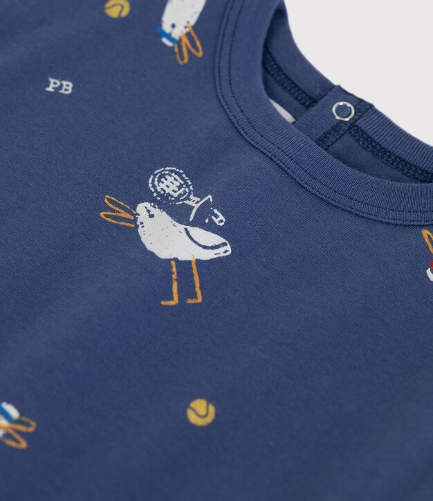 Camiseta de algod&oacute;n de manga corta con estampado de gaviotas para beb&eacute; azul/multicolor