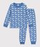 Pijama infantil de mulet&oacute;n con estampado de ballenas azul/blanco