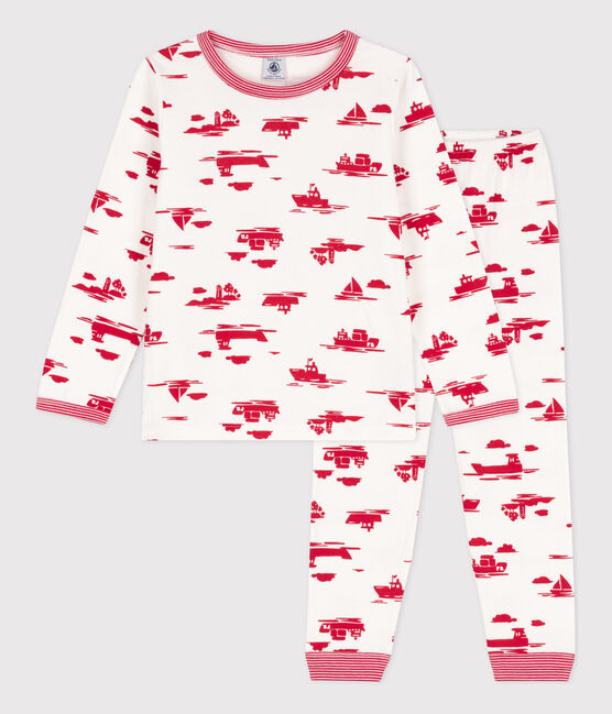 Pijama Le Havre de túbico para niño/niña blanco MARSHMALLOW/rojo PEPS
