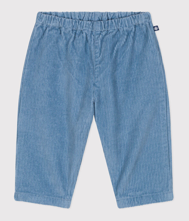 Pantal&oacute;n de pana lisa para beb&eacute; azul