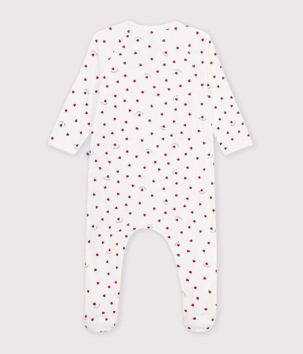 Pijama de algod&oacute;n con estampado de corazoncitos para beb&eacute; blanco/multicolor