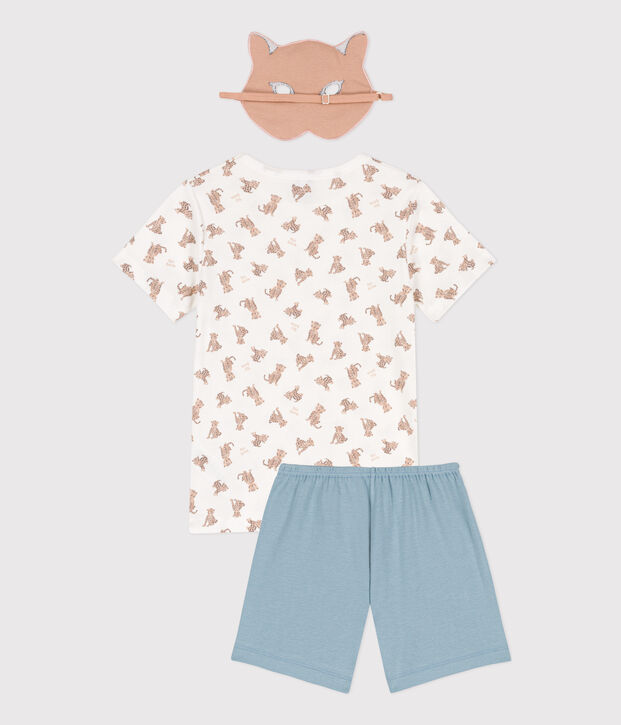 Pijama de algod&oacute;n con m&aacute;scara de ni&ntilde;o/ni&ntilde;a blanco/multicolor