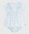 Vestido estampado de algodón de manga corta y pololo para bebé azul FRAICHEUR/blanco MULTICO