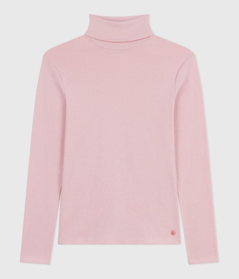Camiseta de cuello alto Ic&oacute;nica de algod&oacute;n para mujer rosa