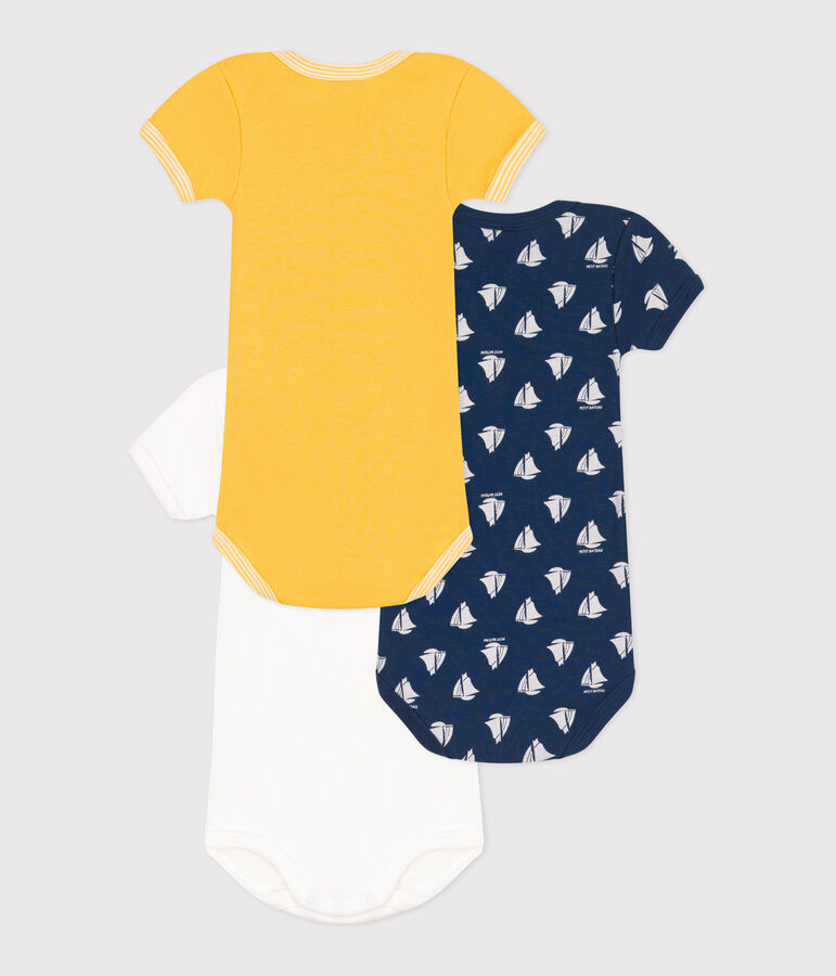 Juego de 3 bodis de beb&eacute; de manga corta de algod&oacute;n multicolor