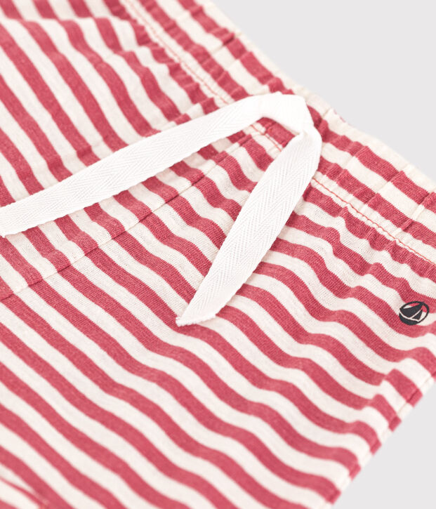 Shorts de punto flameado a rayas para beb&eacute; rosa/crudo