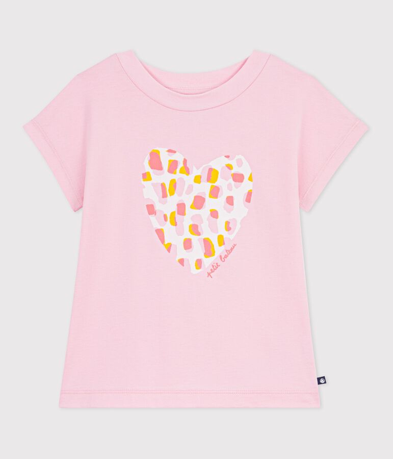 Camiseta infantil de manga corta de algod&oacute;n rosa