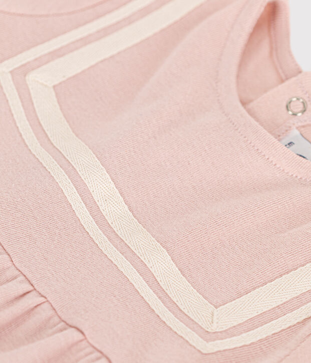 Vestido de estilo marinero de algod&oacute;n org&aacute;nico para beb&eacute;. rosa