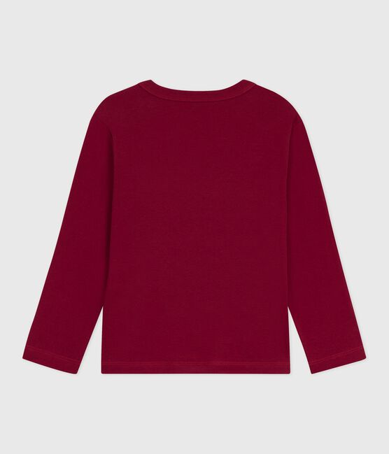 Camiseta infantil lisa de algodón de manga larga AMARANTE