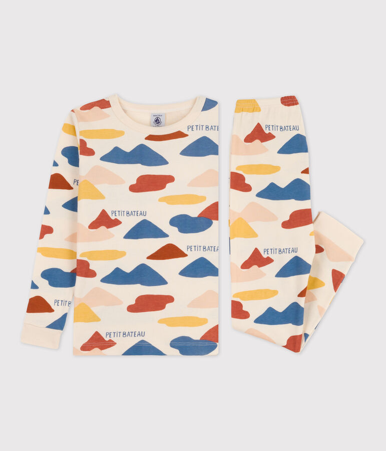 Pijama snugfit de algod&oacute;n de ni&ntilde;a / ni&ntilde;o crudo/multicolor