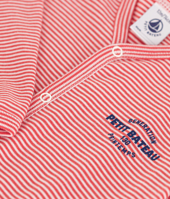 Pijama milrayas de algodón naranja ABRICOT/ MARSHMALLOW