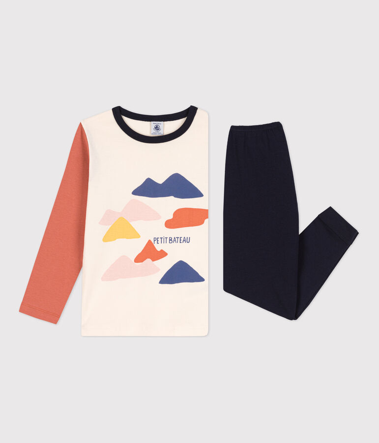 Pijama de algod&oacute;n para ni&ntilde;a / ni&ntilde;o azul/multicolor