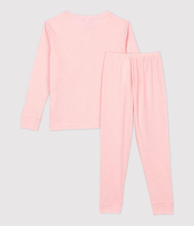 Pijama liso de ni&ntilde;a/ni&ntilde;o algod&oacute;n y lyocell rosa
