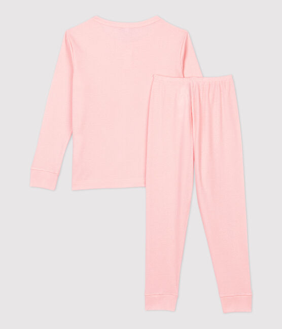 Pijama liso de niña/niño algodón y lyocell rosa MINOIS