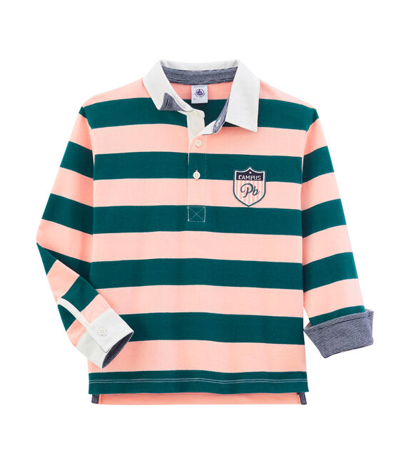 Polo rugby infantil para niño verde PINEDE/rosa ROSAKO