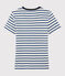 Camiseta de cuello de pico emblemática de algodón de mujer blanco MARSHMALLOW/azul SURF