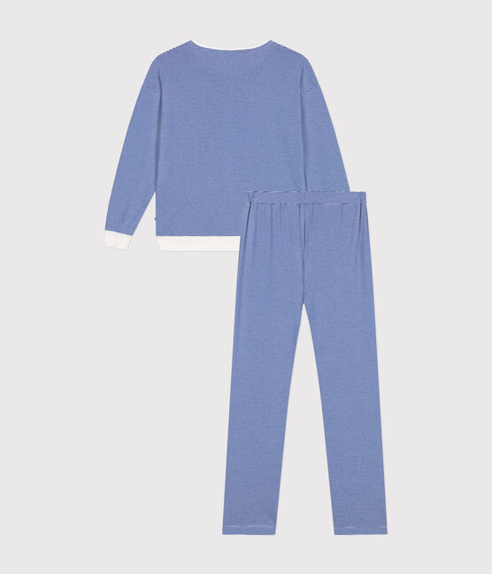 Pijama de algodón a rayas para mujer azul CALVIN/ MARSHMALLOW