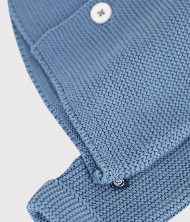 Cardigan b&eacute;b&eacute; tricot point mousse en coton uni azul