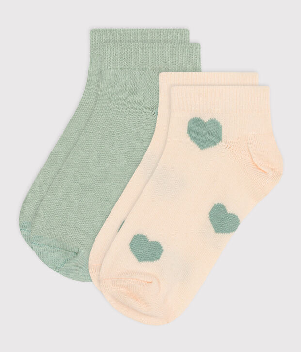 2 pares de calcetines infantiles de algod&oacute;n con corazones multicolor