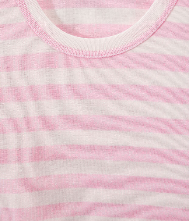 Camiseta de mujer en canal&eacute; original de rayas rosa/blanco