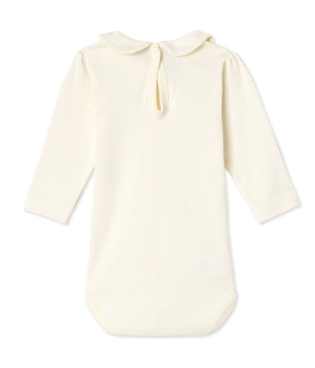 Body beb&eacute; ni&ntilde;a de cuello claudine blanco