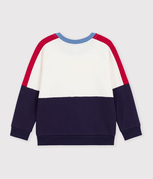 Sudadera infantil lisa colorblock de algod&oacute;n crudo/multicolor
