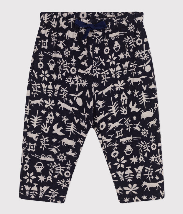 Pantal&oacute;n de t&uacute;bico acolchado estampado para beb&eacute; azul/crudo