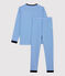 Pijama milrayas de niño de algodón azul RUISSEAU/blanco MARSHMALLOW