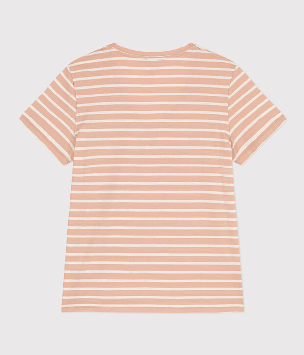 La camiseta RECTA de algod&oacute;n con cuello de pico para mujer beige/crudo