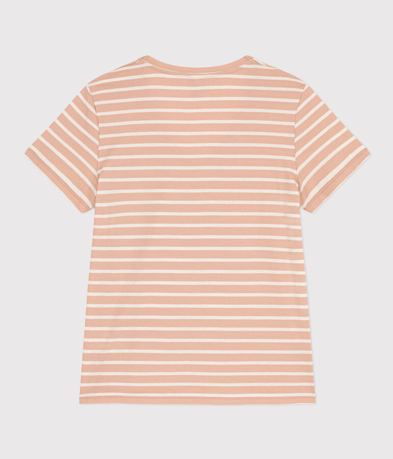 La camiseta RECTA de algod&oacute;n con cuello de pico para mujer beige/crudo