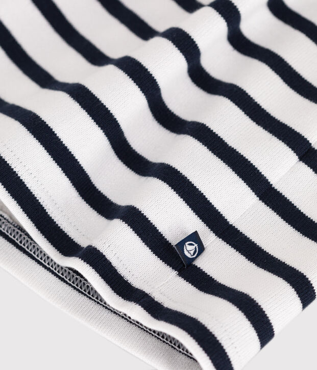 Vestido marinero de algod&oacute;n grueso de manga larga para beb&eacute; blanco/azul